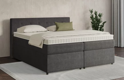 Mozart Boxspringbett Serie 7 Clementi 180x200 mit Bettkasten Feiner Stoff Anthrazit H2/H3