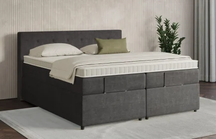 Mozart Boxspringbett Serie 7 Clementi 180x200 mit Bettkasten Feiner Stoff Carbon Grey H2/H3