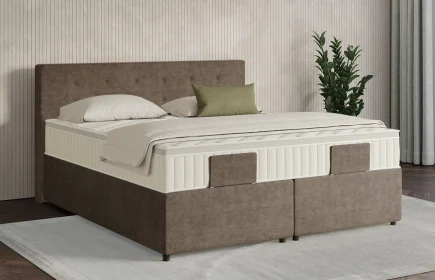 Mozart Boxspringbett Serie 7 Clementi 180x200 mit Bettkasten Feiner Stoff Nutshell H2/H2 Königliche Matratze