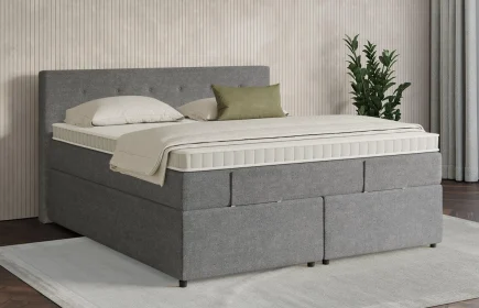 Mozart Boxspringbett Serie 7 Clementi 180x200 mit Bettkasten Grober Stoff Charcoal frost H3/H3