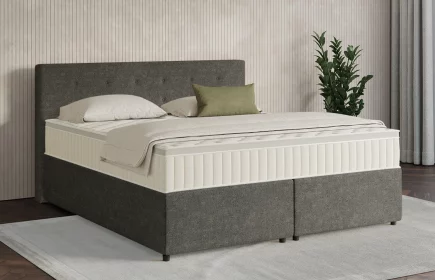 Mozart Boxspringbett Serie 7 Clementi 180x200 mit Bettkasten Grober Stoff Schlamm H2/H2 Königliche Matratze