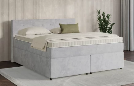 Mozart Boxspringbett Serie 7 Clementi 180x200 mit Bettkasten Samt Hellgrau H3/H3