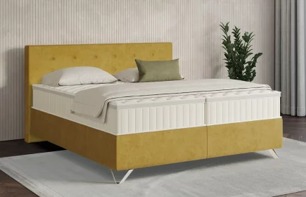 Mozart Boxspringbett Serie 7 Clementi 180x200 Samt Goldgelb H3/H3 Königliche Matratze