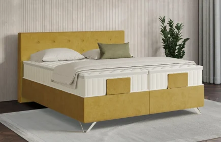 Mozart Boxspringbett Serie 7 Clementi 180x200 Samt Mustard H3/H3 Königliche Matratze