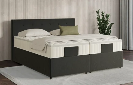 Mozart Boxspringbett Serie 7 Clementi 180x220 mit Bettkasten Samt Raven Silk H2/H3 Königliche Matratze