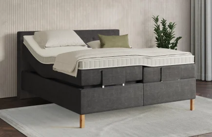 Mozart Boxspringbett Serie 7 Clementi 200x200 elektrisch Feiner Stoff Carbon Grey H3