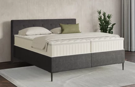 Mozart Boxspringbett Serie 7 Clementi 200x200 Feiner Stoff Anthrazit H2 Königliche Matratze