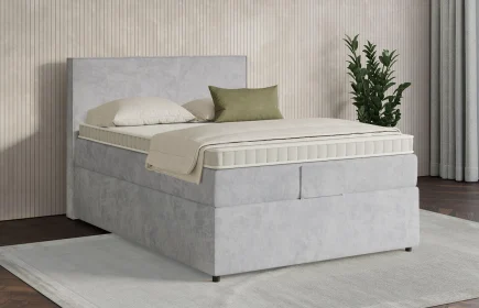 Mozart Boxspringbett Serie 7 Händel 100x200 mit Bettkasten Samt Fog Grey H3
