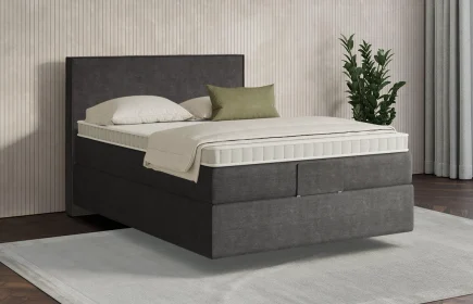Mozart Boxspringbett Serie 7 Händel 140x190 Feiner Stoff Carbon Grey H3 schwebend