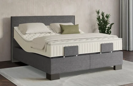 Mozart Boxspringbett Serie 7 Händel 160x200 elektrisch Grober Stoff Rock Grey H3/H2 Königliche Matratze