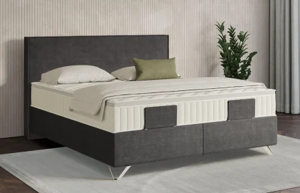 Mozart Boxspringbett Serie 7 Händel 160x200 Feiner Stoff Carbon Grey H4/H3 Königliche Matratze