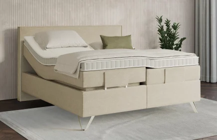 Mozart Boxspringbett Serie 7 Händel 180x200 elektrisch Grober Stoff Wool Cream H2/H2