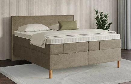 Mozart Boxspringbett Serie 7 Händel 180x200 Feiner Stoff Dusty Taupe H3/H2