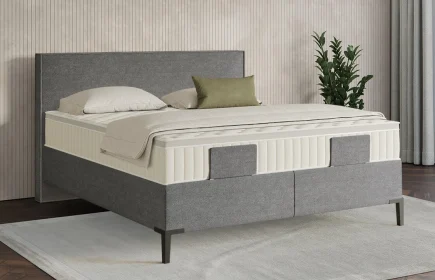 Mozart Boxspringbett Serie 7 Händel 180x200 Grober Stoff Charcoal frost H2/H3 Königliche Matratze