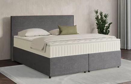 Mozart Boxspringbett Serie 7 Händel 180x200 mit Bettkasten Grober Stoff Anthrazit H2/H2 Königliche Matratze