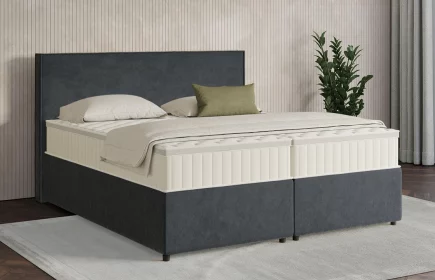 Mozart Boxspringbett Serie 7 Händel 180x200 mit Bettkasten Samt Anthrazit H3/H3 Königliche Matratze