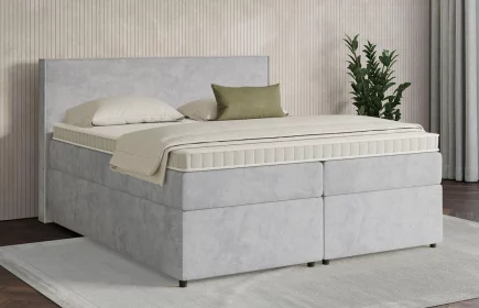 Mozart Boxspringbett Serie 7 Händel 180x200 mit Bettkasten Samt Hellgrau H3/H3