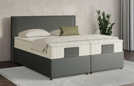 Mozart Boxspringbett Serie 7 Händel 200x200 mit Bettkasten Kunstleder Granite H4 Königliche Matratze