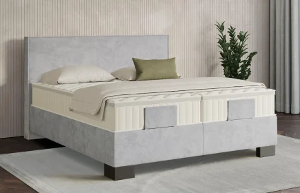 Mozart Boxspringbett Serie 7 Händel 240x200 Samt Fog Grey H2/H3 Königliche Matratze
