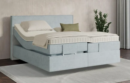 Mozart Boxspringbett Serie 7 Händel 280x220 elektrisch Feiner Stoff Frosted Azure H2/H2 schwebend