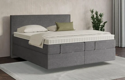Mozart Boxspringbett Serie 7 Händel 280x220 Grober Stoff Rock Grey H2/H3 schwebend