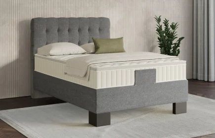 Mozart Boxspringbett Serie 7 Haydn 100x190 Grober Stoff Charcoal frost H3 Königliche Matratze