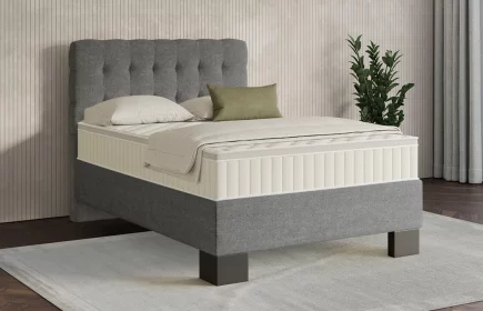 Mozart Boxspringbett Serie 7 Haydn 100x190 Grober Stoff Grau H3 Königliche Matratze