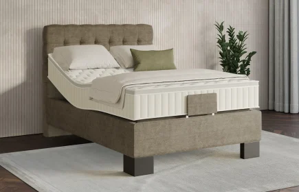 Mozart Boxspringbett Serie 7 Haydn 100x200 elektrisch Feiner Stoff Dusty Taupe H3 Königliche Matratze