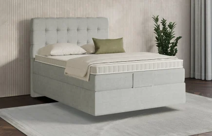 Mozart Boxspringbett Serie 7 Haydn 100x200 Feiner Stoff Lunar Mist H2 schwebend