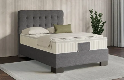 Mozart Boxspringbett Serie 7 Haydn 100x200 Grober Stoff Rock Grey H3 Königliche Matratze