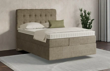 Mozart Boxspringbett Serie 7 Haydn 120x200 Feiner Stoff Dusty Taupe H3 schwebend