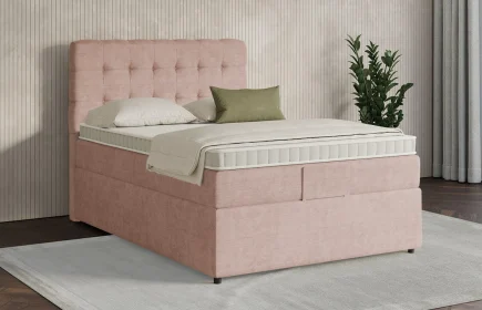 Mozart Boxspringbett Serie 7 Haydn 120x200 mit Bettkasten Feiner Stoff Rose Glow H3