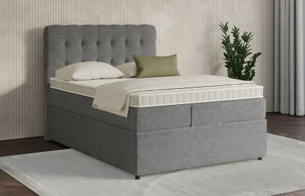 Mozart Boxspringbett Serie 7 Haydn 120x200 mit Bettkasten Grober Stoff Charcoal frost H2