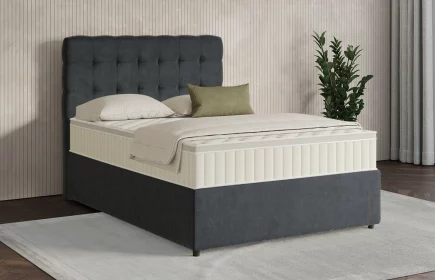 Mozart Boxspringbett Serie 7 Haydn 120x200 mit Bettkasten Samt Anthrazit H3 Königliche Matratze