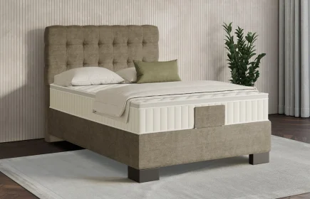 Mozart Boxspringbett Serie 7 Haydn 140x200 Feiner Stoff Dusty Taupe H3 Königliche Matratze