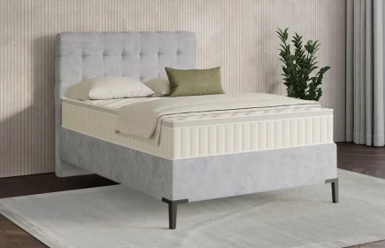 Mozart Boxspringbett Serie 7 Haydn 140x200 Samt Hellgrau H2 Königliche Matratze