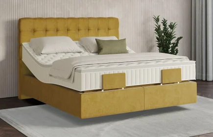 Mozart Boxspringbett Serie 7 Haydn 160x200 elektrisch Samt Mustard H3/H3 schwebend Königliche Matratze