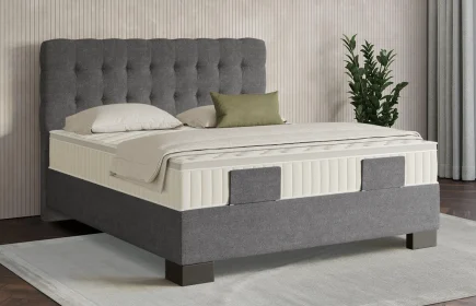 Mozart Boxspringbett Serie 7 Haydn 160x200 Grober Stoff Rock Grey H2/H2 Königliche Matratze