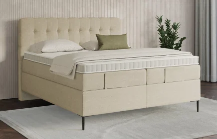 Mozart Boxspringbett Serie 7 Haydn 160x200 Grober Stoff Wool Cream H2/H4