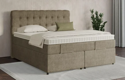 Mozart Boxspringbett Serie 7 Haydn 160x200 mit Bettkasten Feiner Stoff Dusty Taupe H3/H2
