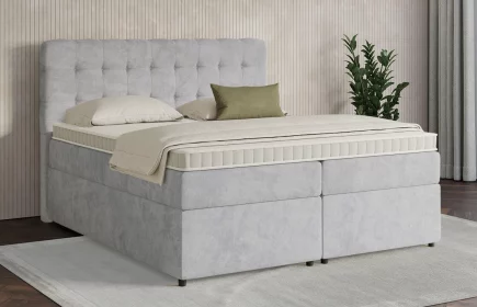 Mozart Boxspringbett Serie 7 Haydn 160x200 mit Bettkasten Samt Hellgrau H3/H2