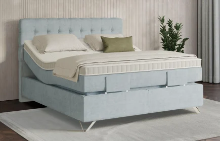 Mozart Boxspringbett Serie 7 Haydn 160x220 elektrisch Feiner Stoff Frosted Azure H4/H4