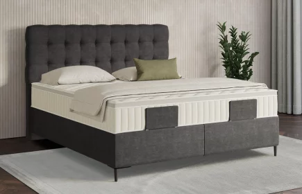 Mozart Boxspringbett Serie 7 Haydn 180x200 elektrisch Feiner Stoff Anthrazit H3/H3 Königliche Matratze