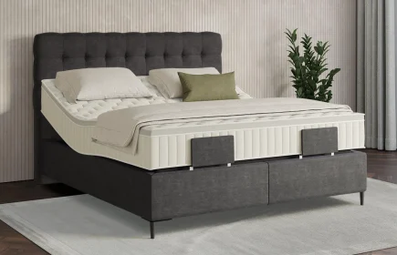Mozart Boxspringbett Serie 7 Haydn 180x200 elektrisch Feiner Stoff Carbon Grey H3/H3 Königliche Matratze