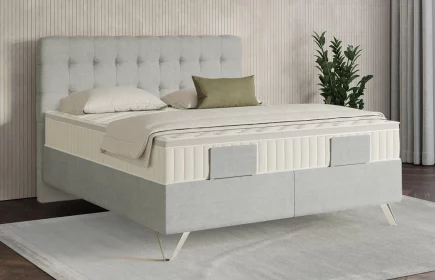 Mozart Boxspringbett Serie 7 Haydn 180x200 elektrisch Feiner Stoff Silbergrau H3/H3 Königliche Matratze