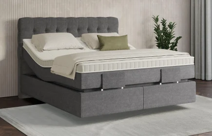 Mozart Boxspringbett Serie 7 Haydn 180x200 elektrisch Grober Stoff Rock Grey H2/H4 schwebend
