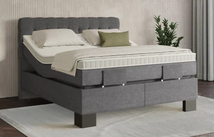 Mozart Boxspringbett Serie 7 Haydn 180x200 elektrisch Grober Stoff Rock Grey H3/H3