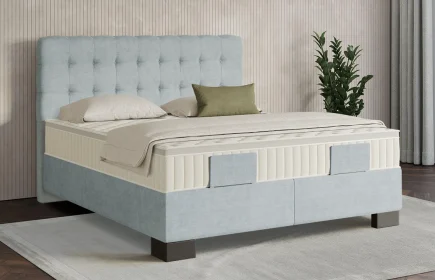Mozart Boxspringbett Serie 7 Haydn 180x200 Feiner Stoff Frosted Azure H3/H3 Königliche Matratze