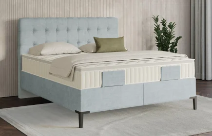 Mozart Boxspringbett Serie 7 Haydn 180x200 Feiner Stoff Frosted Azure H3/H3 Königliche Matratze