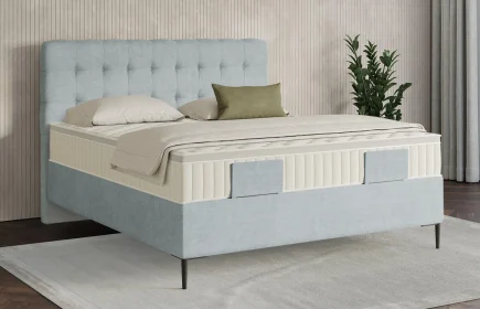 Mozart Boxspringbett Serie 7 Haydn 180x200 Feiner Stoff Frosted Azure H4/H3 Königliche Matratze